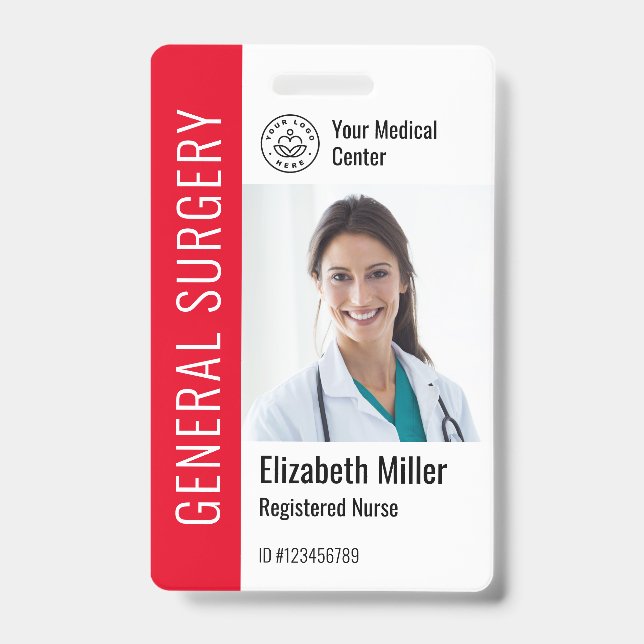 Modern Logo Template Mitarbeiter Foto Name Nurse I Ausweis (Vorderseite)