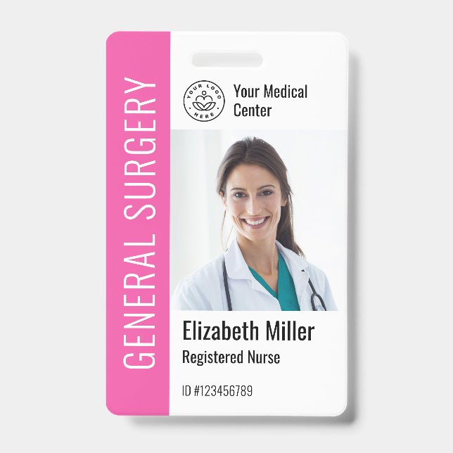 Modern Logo Template Mitarbeiter Foto Name Nurse I Ausweis (Vorderseite)