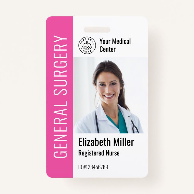 Modern Logo Template Mitarbeiter Foto Name Nurse I Ausweis (Vorderseite)