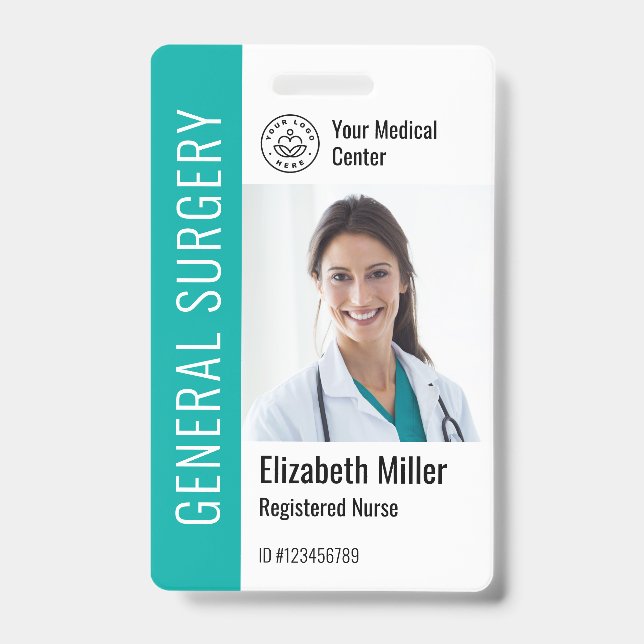 Modern Logo Template Mitarbeiter Foto Name Nurse I Ausweis (Vorderseite)