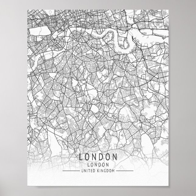 Modern London, England Street Map Poster (Vorne)
