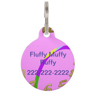 Modern Loops Pink Magenta Round Pet Tag Haustiermarke