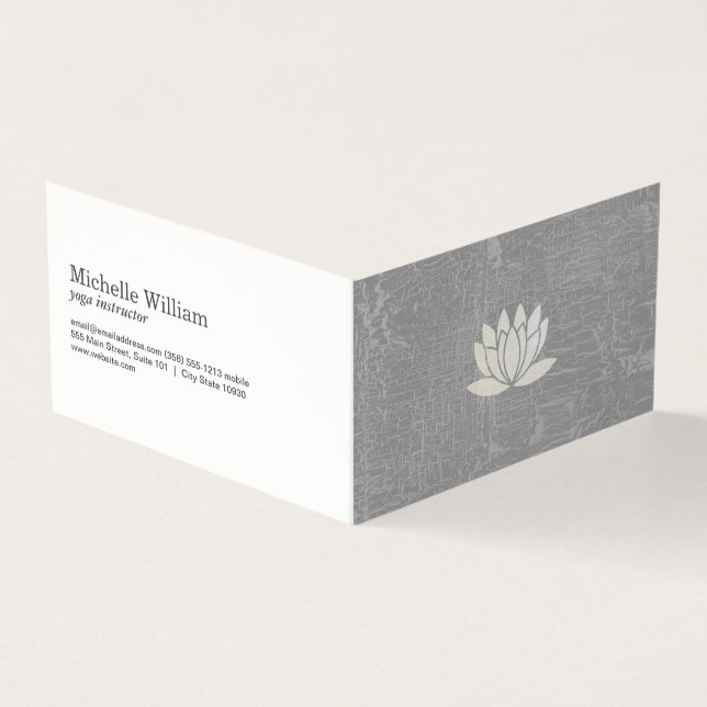Modern Lotus Blume Marbled Gray Visitenkarten (Vorderseite)