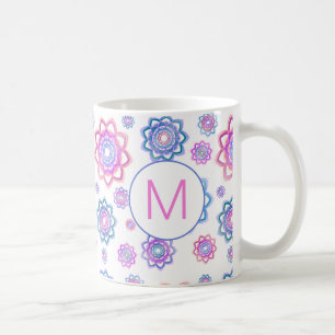 Modern Lotus Blume Rosa Pastellfarben Monogramm Kaffeetasse