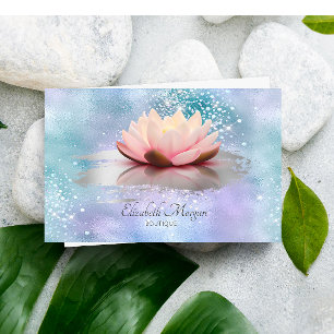 Modern Lotus Brush Stroke Diamonds Holografisch Visitenkarte