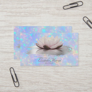 Modern Lotus Brush Stroke Holographic Opal Visitenkarte