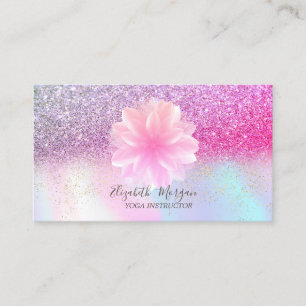 Modern Lotus Glitzer Confetti Holographic Visitenkarte