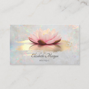 Modern Lotus Gold Brush Stroke Opal Holografisch Visitenkarte