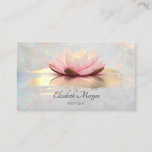 Modern Lotus Gold Brush Stroke Opal Holografisch Visitenkarte (Vorderseite)