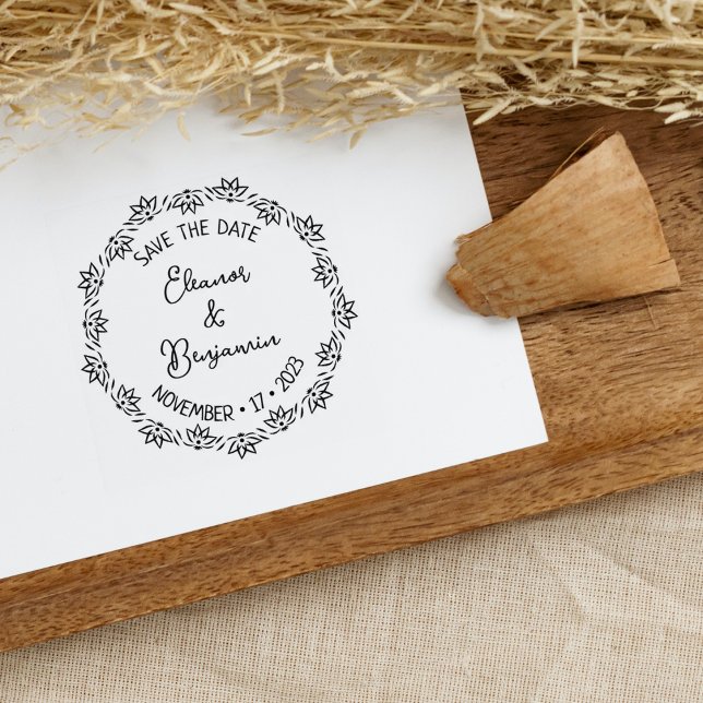 Modern Lotus Save the Date Wedding Gummistempel (Von Creator hochgeladen)