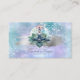 Modern Lotus Women Brush Holographic Visitenkarte