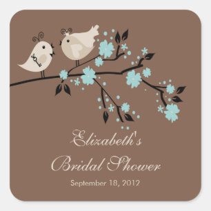 Modern Love Birds Bridal Dusche Square Quadratischer Aufkleber