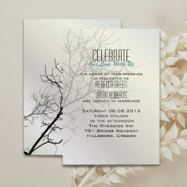 Modern Love Birds Tree White Wedding Einladungen