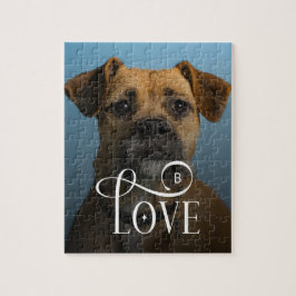 Modern Love Custom Boxer Dog Pets Photo Monogram Puzzle