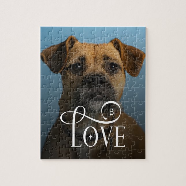 Modern Love Custom Boxer Dog Pets Photo Monogram Puzzle (Vertikal)