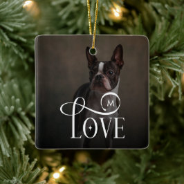 Modern Love Custom Dog Pets Photo Monogram Keramikornament