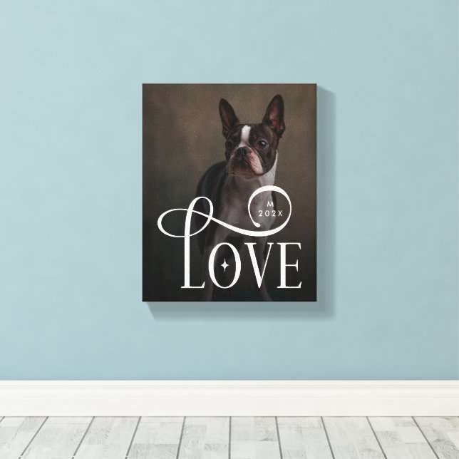 Modern Love Custom Dog Pets Photo Monogram Leinwanddruck (Insitu (Holzboden))