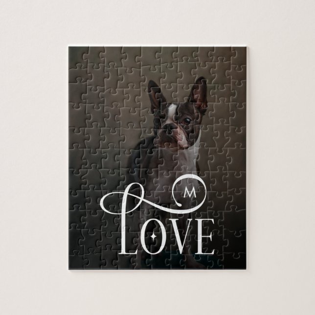 Modern Love Custom Dog Pets Photo Monogram Puzzle (Vertikal)