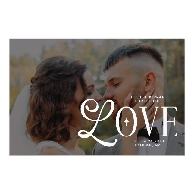 Modern Love Custom Wedding Photo Couples Monogram Fotodruck (Vorne)