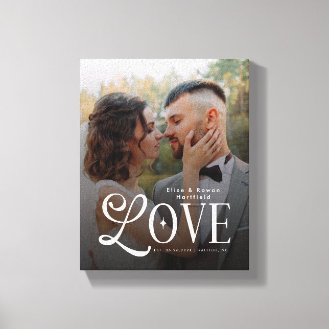 Modern Love Custom Wedding Photo Couples Monogram Leinwanddruck (Vorderseite)