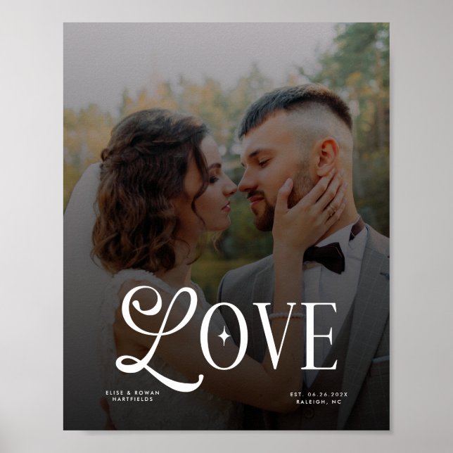 Modern Love Custom Wedding Photo Couples Monogram Poster (Vorne)