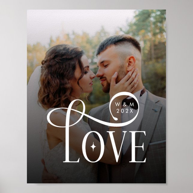 Modern Love Custom Wedding Photo Couples Monogram Poster (Vorne)