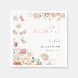 Modern Love is Blossoming Pink Bridal Shower Serviette