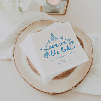 Modern "Love on the Lake" Bachelorette Weekend Serviette