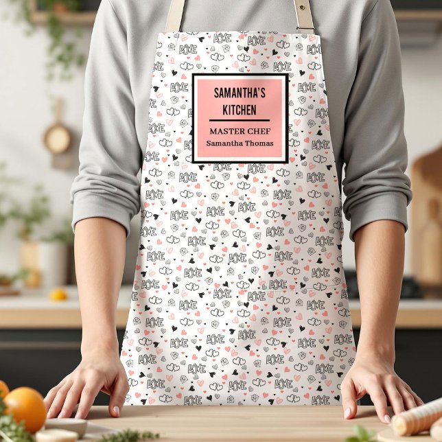 Modern Love Text Sketch Heart Kitchen Apron Schürze (Modern Love Text Sketch Heart Kitchen Apron)