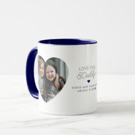Modern "Love you Daddy/Dad" 2 Heart-Shaped Photos Tasse