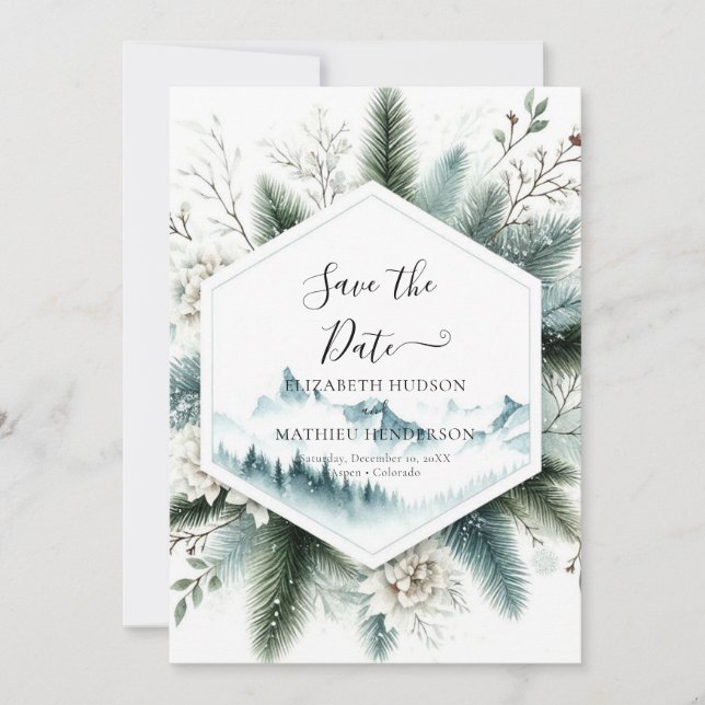 Modern Lovely Mountain Wedding Save The Date (Vorderseite)