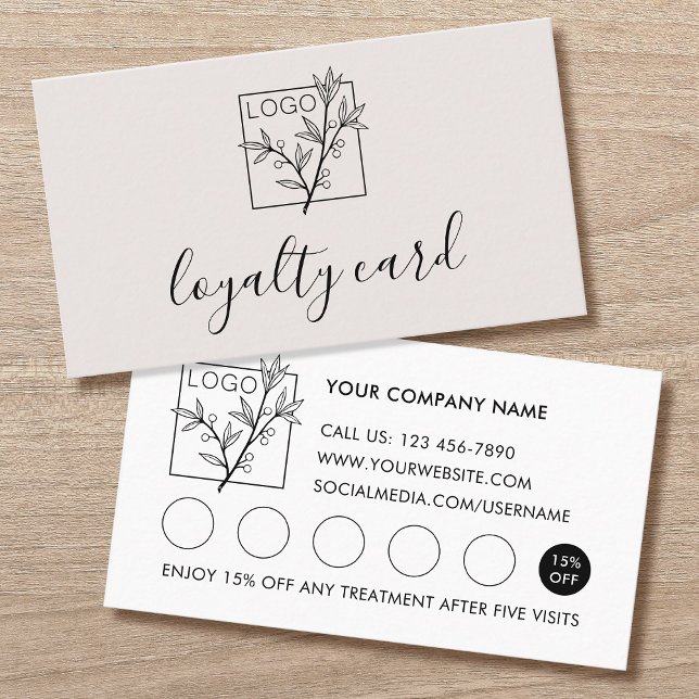 Modern Loyalty Card Logo 5 Slots Hellweiß Visitenkarte (Von Creator hochgeladen)