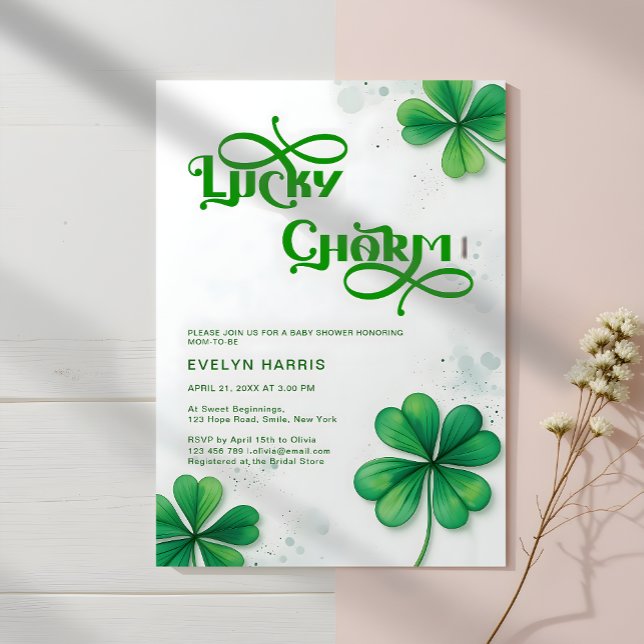 Modern Lucky Charm St. Patrick's Day Baby Shower Einladung (Von Creator hochgeladen)