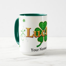 Modern Lucky Green Patterned Shamrock Tasse