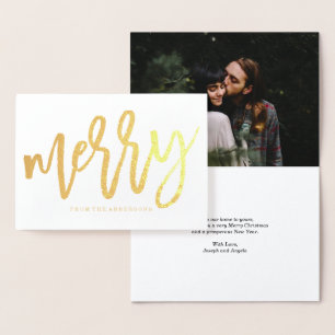 Modern Luxe Gold Foil Holiday Foto Card Folienkarte
