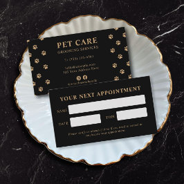 Modern Luxury Black Golden Paw Pet Care Terminkarte