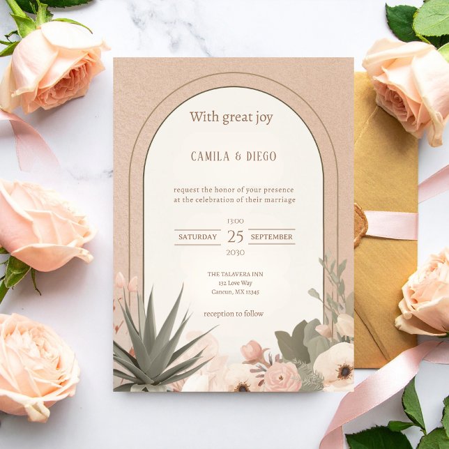Modern Luxury Desert Flowers Wedding Einladung (Von Creator hochgeladen)