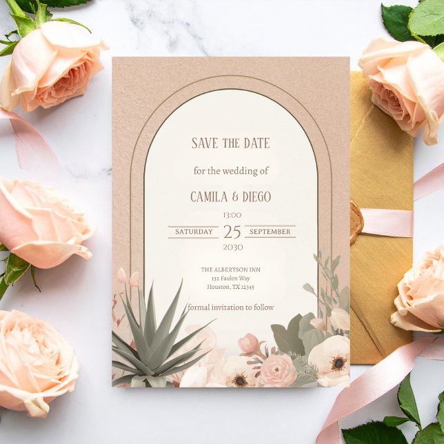 Modern Luxury Desert Flowers Wedding Save the Date (Von Creator hochgeladen)
