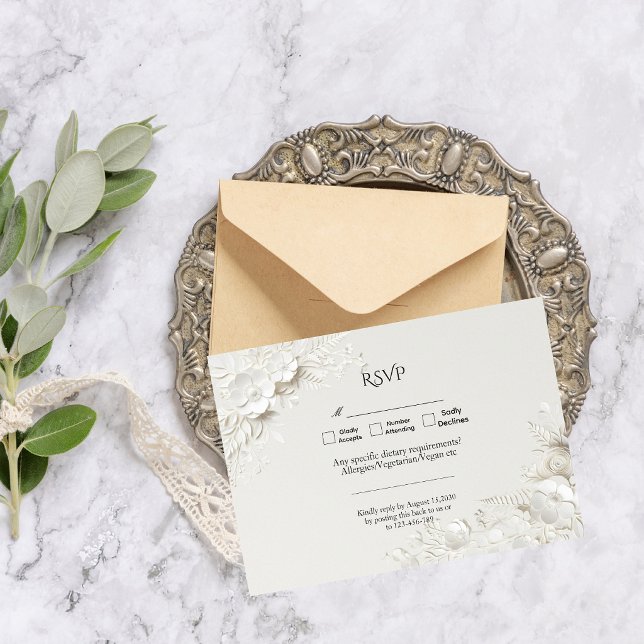 Modern Luxury Elegant Floral Wedding RSVP Karte (Von Creator hochgeladen)