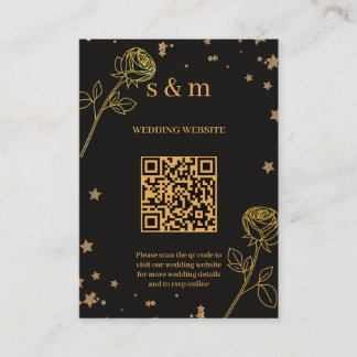 Modern Luxury Gold Foil QR Code Wedding Website Begleitkarte