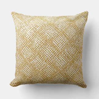 Modern, Luxury, Golden Grid Pattern Kissen