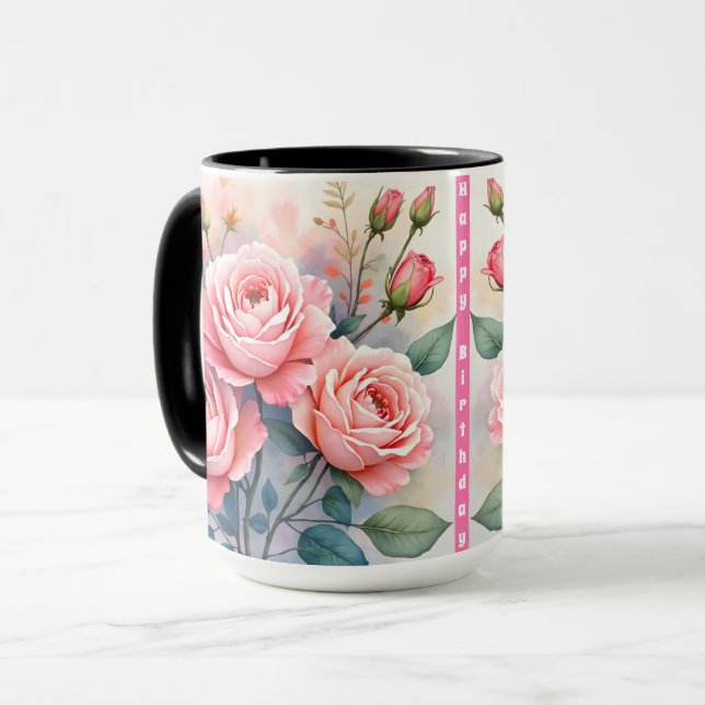 Modern Luxury Pink Roses Beautiful Collection Tasse (Vorderseite Links)