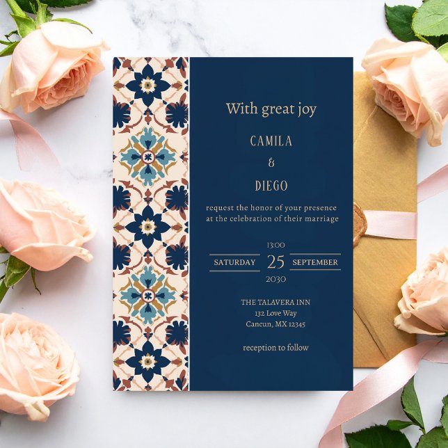 Modern Luxury Talavera Tile Wedding Einladung (Von Creator hochgeladen)