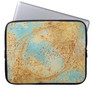 Modern, Luxus-Abstraktes Gold-Türkis-Muster Laptopschutzhülle