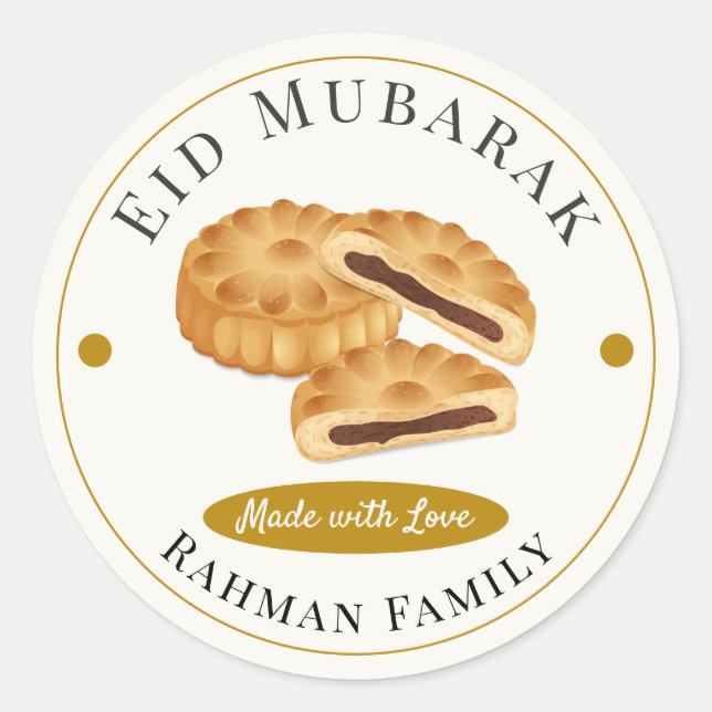 Modern Maamoul Date Cookies Islamic Eid Mubarak Runder Aufkleber (Vorderseite)