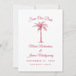 Modern Magenta Beach Wedding Save the Date