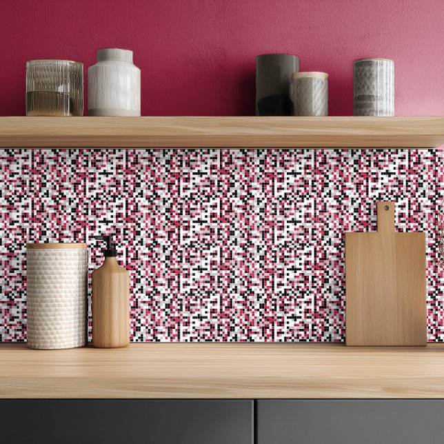 Modern Magenta Black Gray Geometric Fliese (Von Creator hochgeladen)