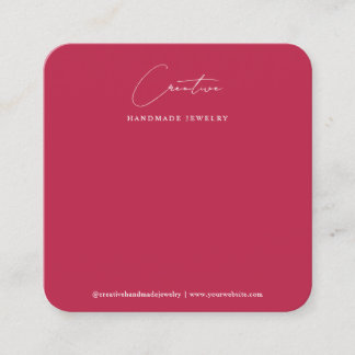 Modern Magenta Handwritten Script Jewelry Display Quadratische Visitenkarte