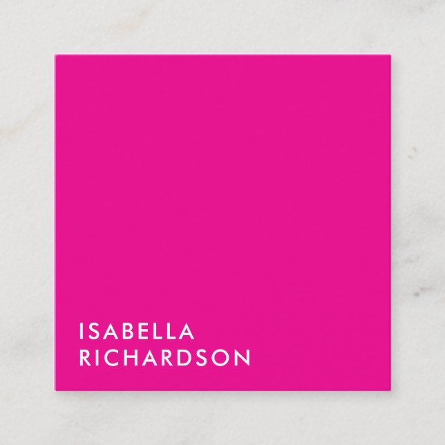Modern Magenta Minimalistisch Quadratische Visitenkarte (Vorderseite)
