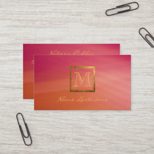 Modern Magenta Orange Abstrakt Gold Monogram Visitenkarte